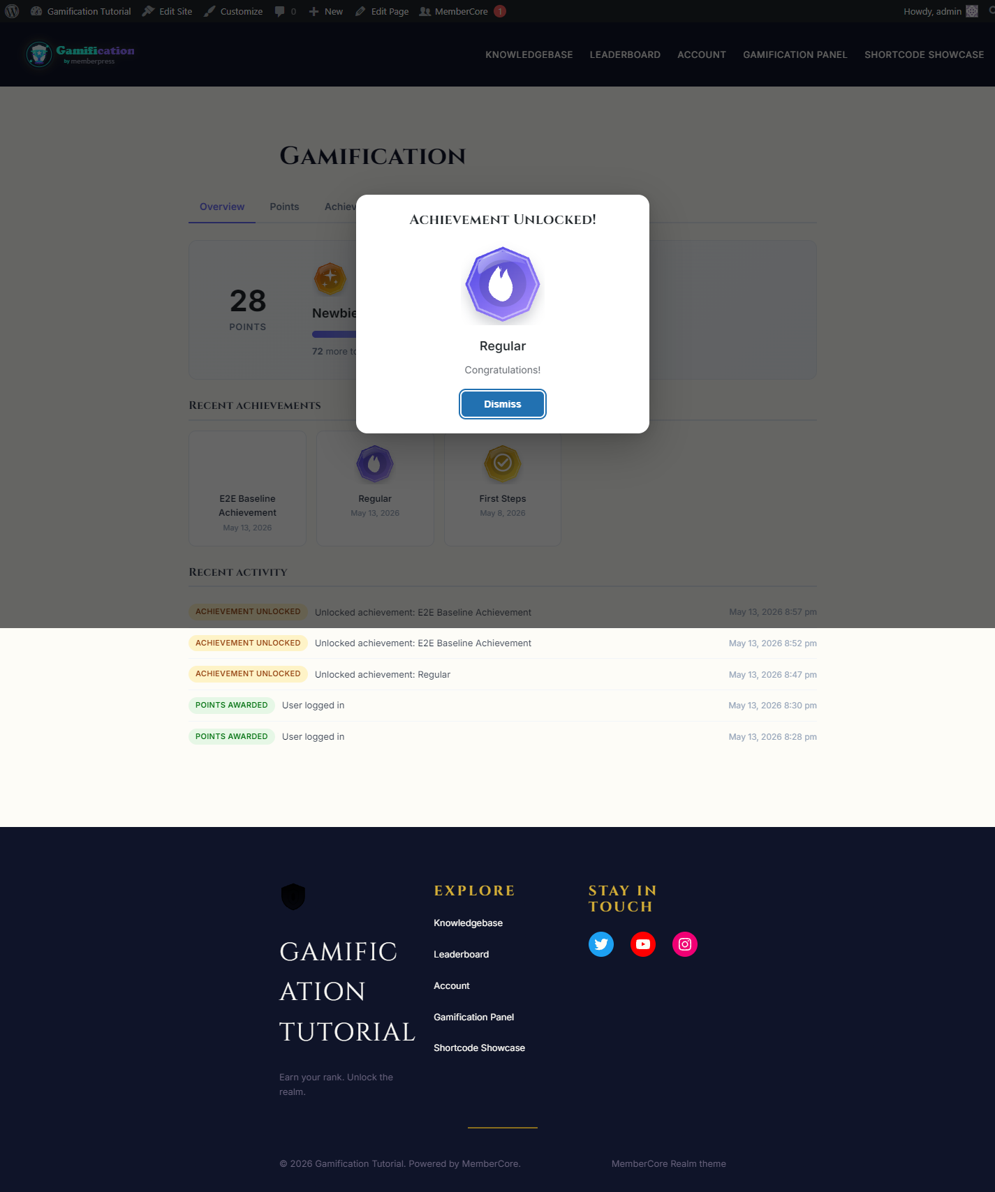 Centered modal notification showing the Loyal Member achievement unlocked